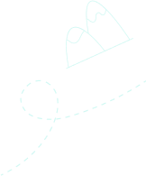 Airplane flight path with dotted trails