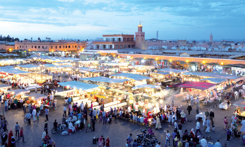 Busy night market in Jemaa el-Fnaa, Marrakech