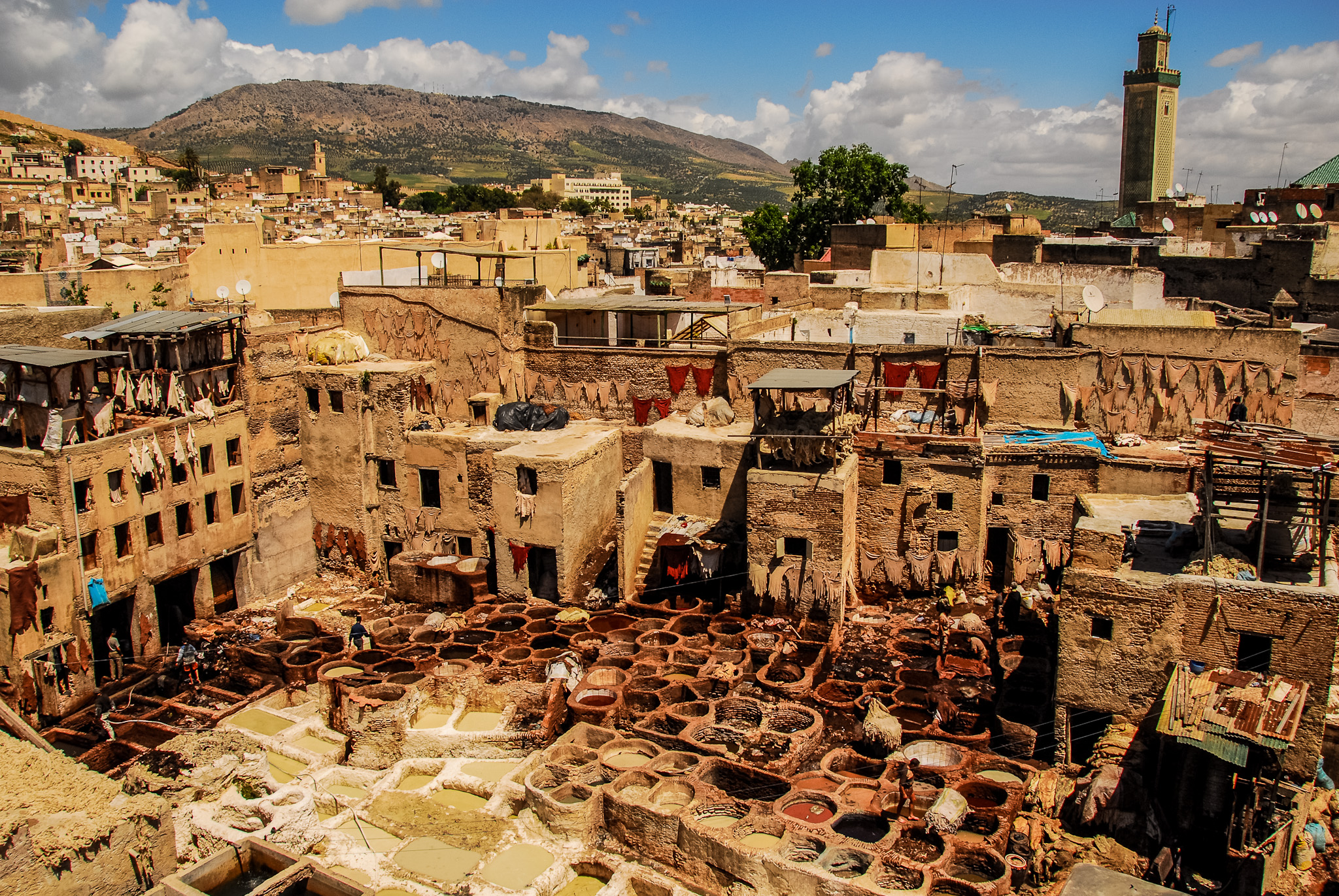 Clustered mudbrick buildings forming a fortress village in Morocco