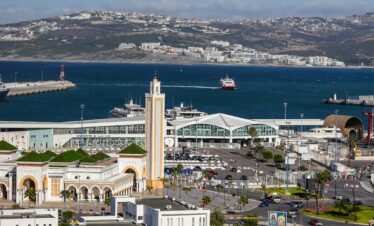 Aerial view of the Hassan II Mosque in Casablanca