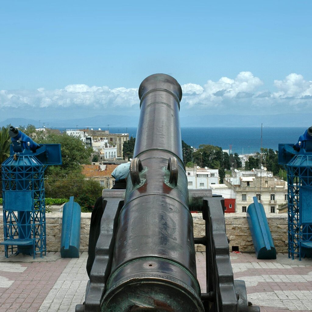 Old cannon facing the sea in a Moroccan coastal city