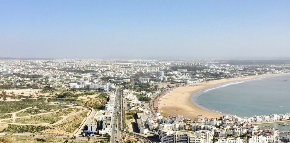 Aerial view of Moroccan coastal city