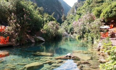 Traditional blue Moroccan door in the city of Chefchaouen