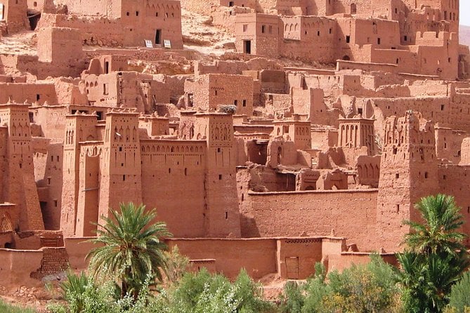 Fortified city glowing in evening light