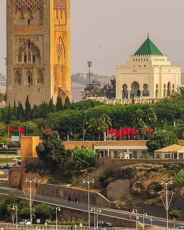 Wide cityscape of Rabat from a garden in Salé