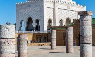 Historic Hassan Tower entrance with columns