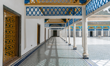 Central fountain in Bahia Palace courtyard