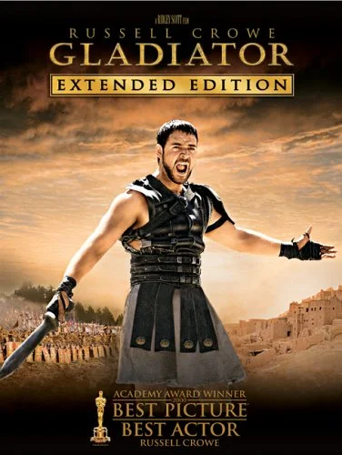 Man dressed as a Roman gladiator at film location