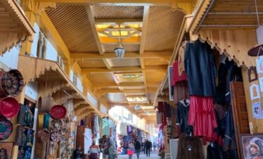Colored glass dome letting light through