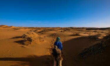 Nomad walking with camel