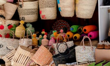Open-air market in Marrakech with many stalls
