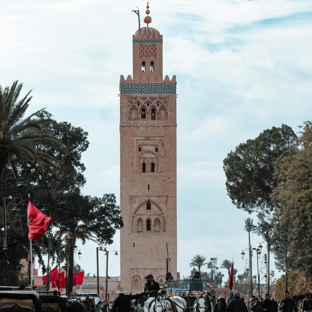 Iconic Koutoubia Mosque with minaret