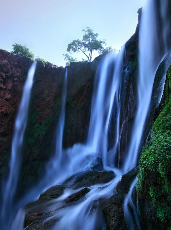 Majestic Ouzoud Waterfalls cascading in Morocco.