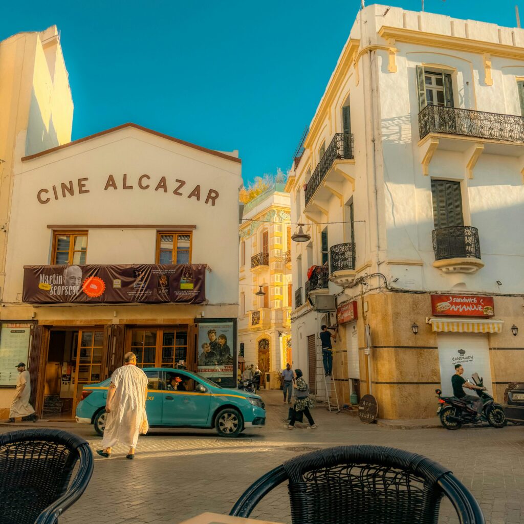Old movie theater in a narrow street