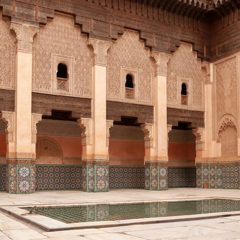 Beautifully tiled Islamic school interior