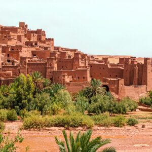 Traditional village with red clay walls