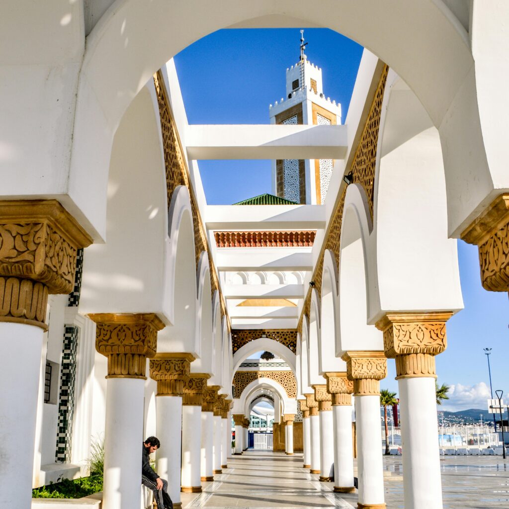 Grand colonnade with golden details