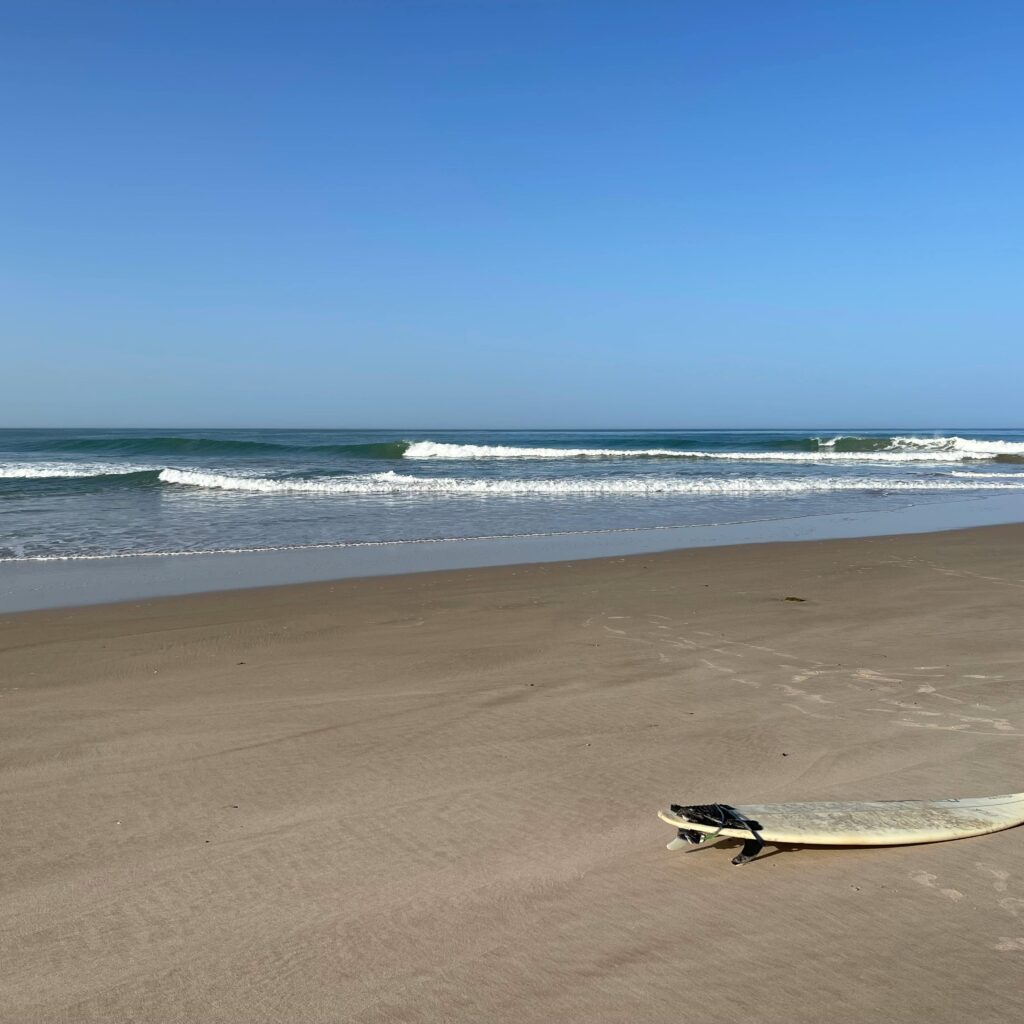 Vast empty beach with calm waves