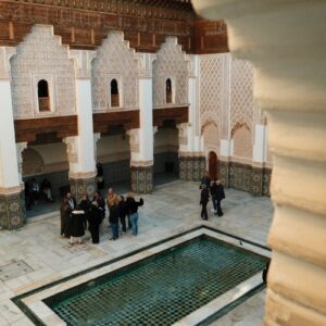 Exhibition Centers in Morocco A group of people standing around a courtyard