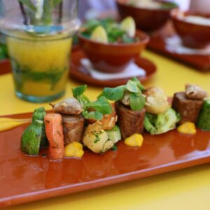 Food in Morocco a plate of food on a yellow table