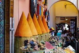 Organic Markets a group of baskets filled with lots of food