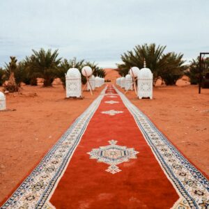 Destination Wedding Planners Morocco red and white floral area rug