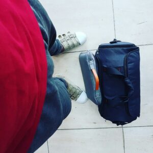 Solo Male Travel black duffel bag on white surface