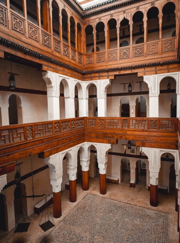 a large building with a clock on the wall