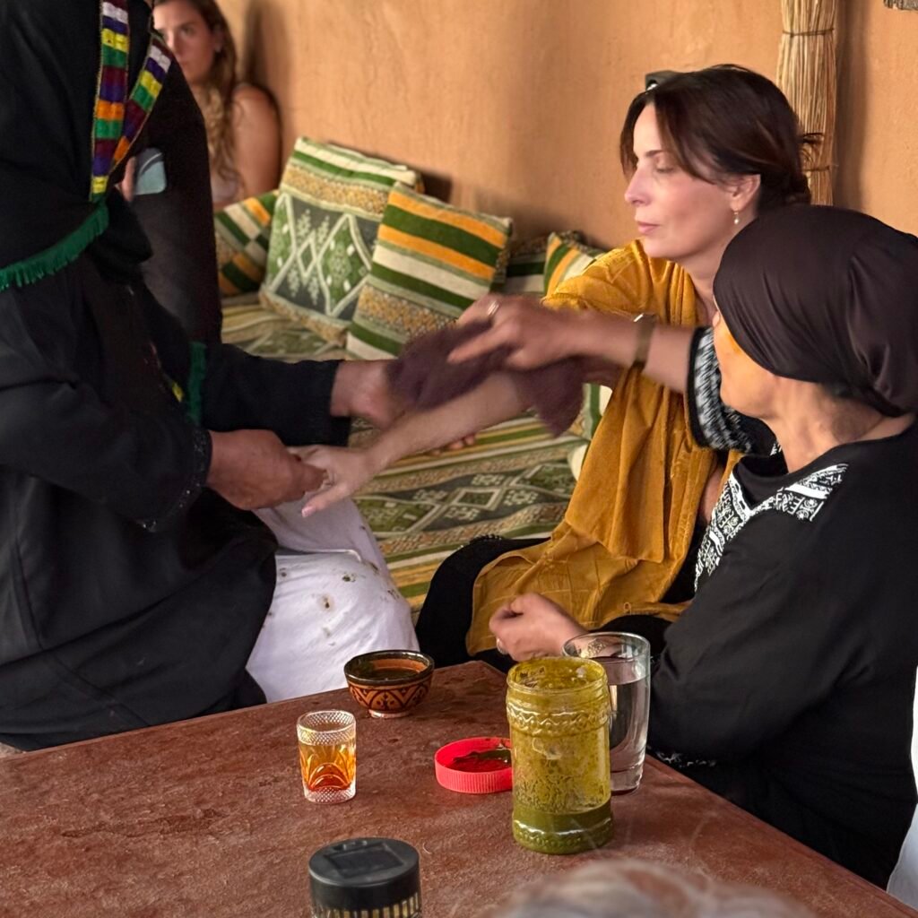People interacting in a cozy setting.