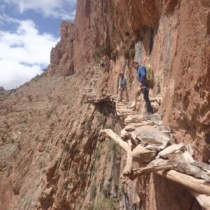 Narrow path along rocky cliffside